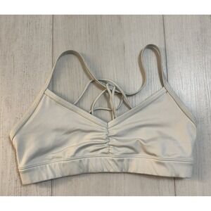 Alo Yoga Sunny Sports Bra Strappy Back Size S - Light Silver / Gray